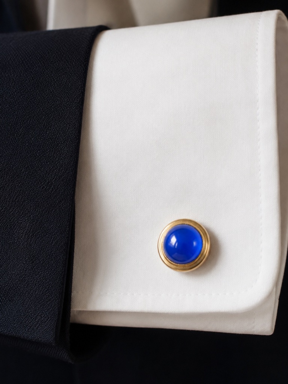 Vintage Swank Blue Cabochon Cufflinks & 3 Shirt Studs